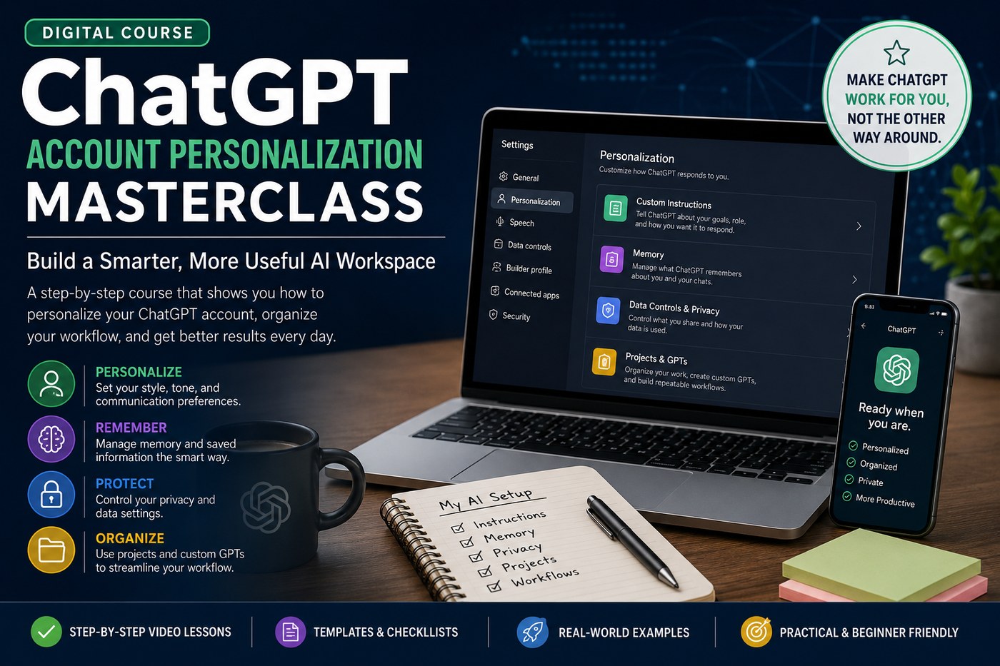 ChatGPT Account Personalization Masterclass digital course cover